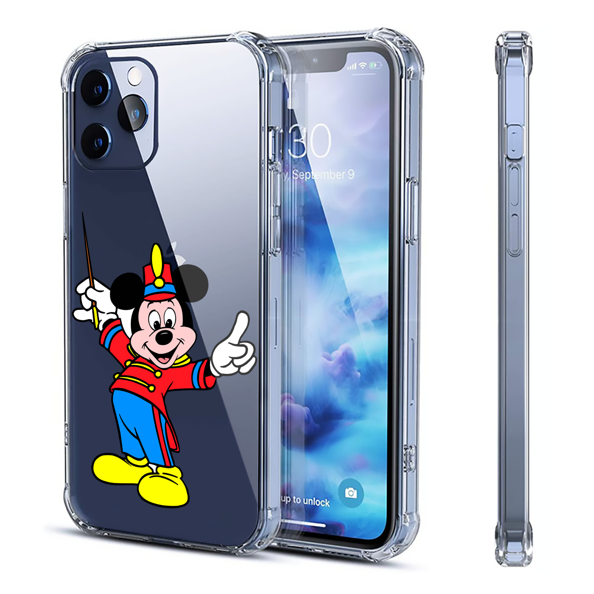 （画像用） ミッキーマウス Mickey Mouse 【iPhone 12シリーズ対応】透明スマホケース（クリアソフトケース）